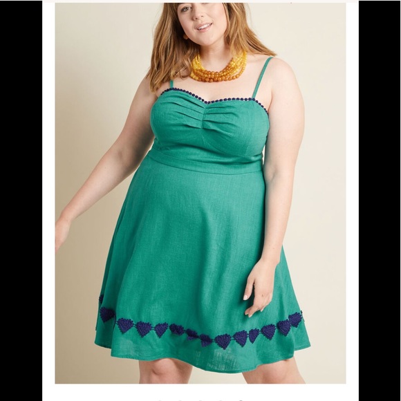 Modcloth Dresses & Skirts - MODCLOTH SEEN SWOONING DRESS TEAL 2X NWOT POCKETS